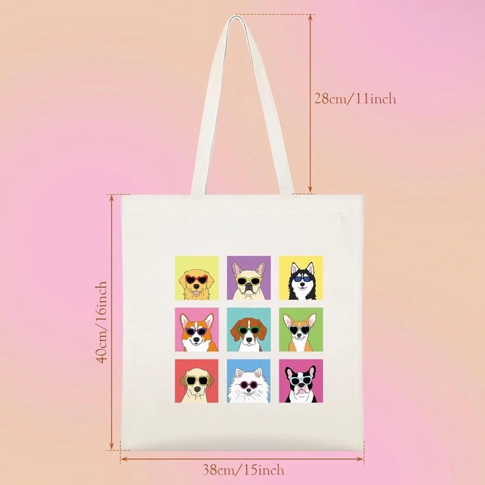 Colorful Dog Print Tote Bag - Picture 2 of 3